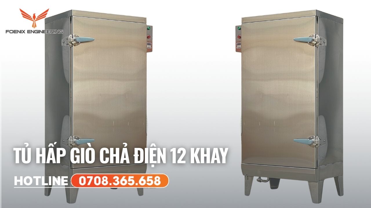 Cấu tạo tủ hấp giò điện 12 khay