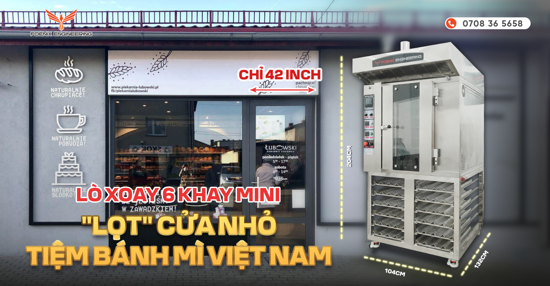 Bài toán lắp đặt lò xoay 6 khay mini lọt cửa nhỏ 42 inch