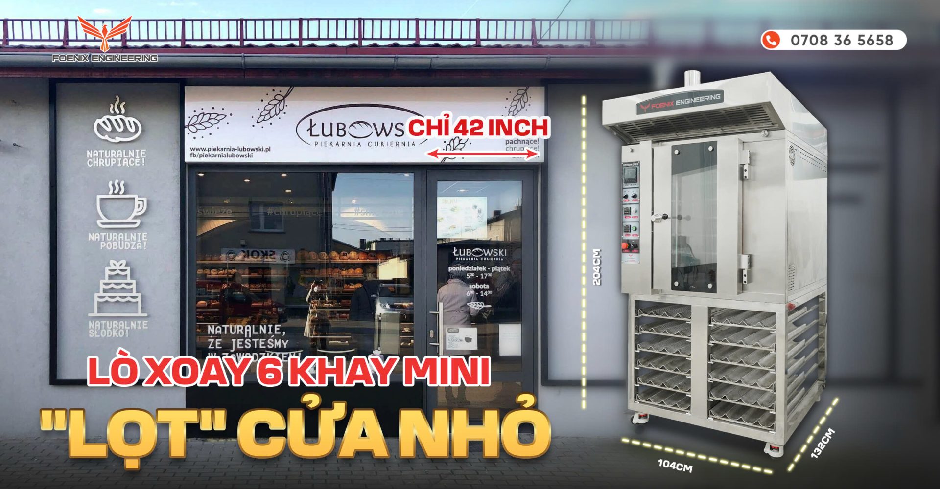 Bài toán lắp đặt lò xoay 6 khay mini lọt cửa nhỏ 42 inch