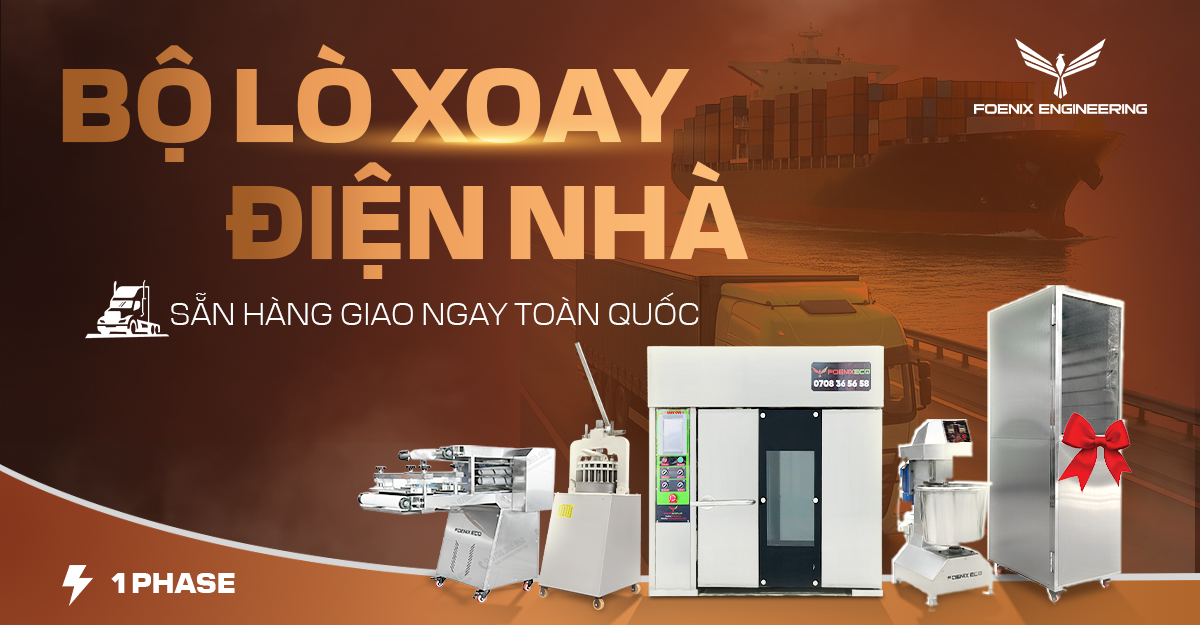 Bộ lò xoay điện nhà mở tiệm bánh mì
