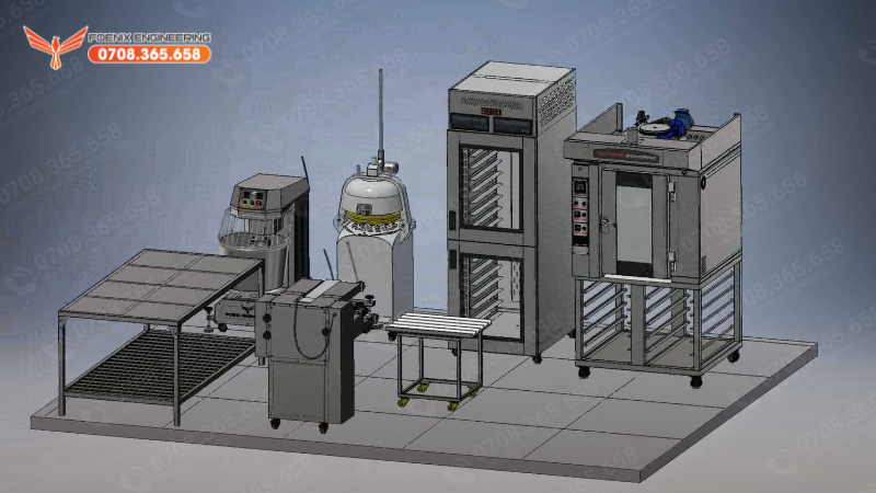 Bộ máy làm bánh mì chuyên nghiệp 20m2
