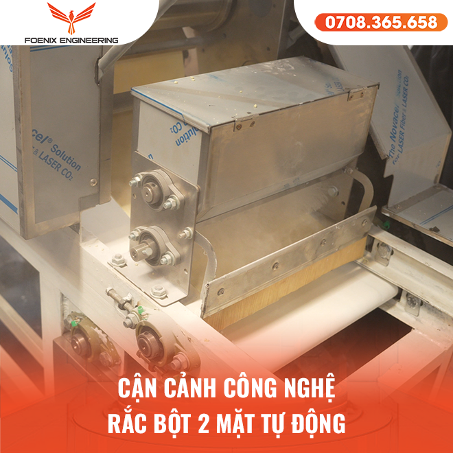 Công nghệ rắc bột 2 mặt tự động của máy làm mì tươi