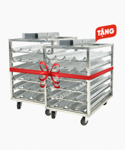 Tặng 2 xe khay nướng bánh mì khi mua dây chuyền lò nướng bánh mì xoay 6 khay Foenix Eco