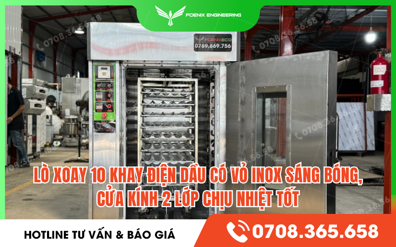 Cấu tạo lò xoay 10 khay điện dầu
