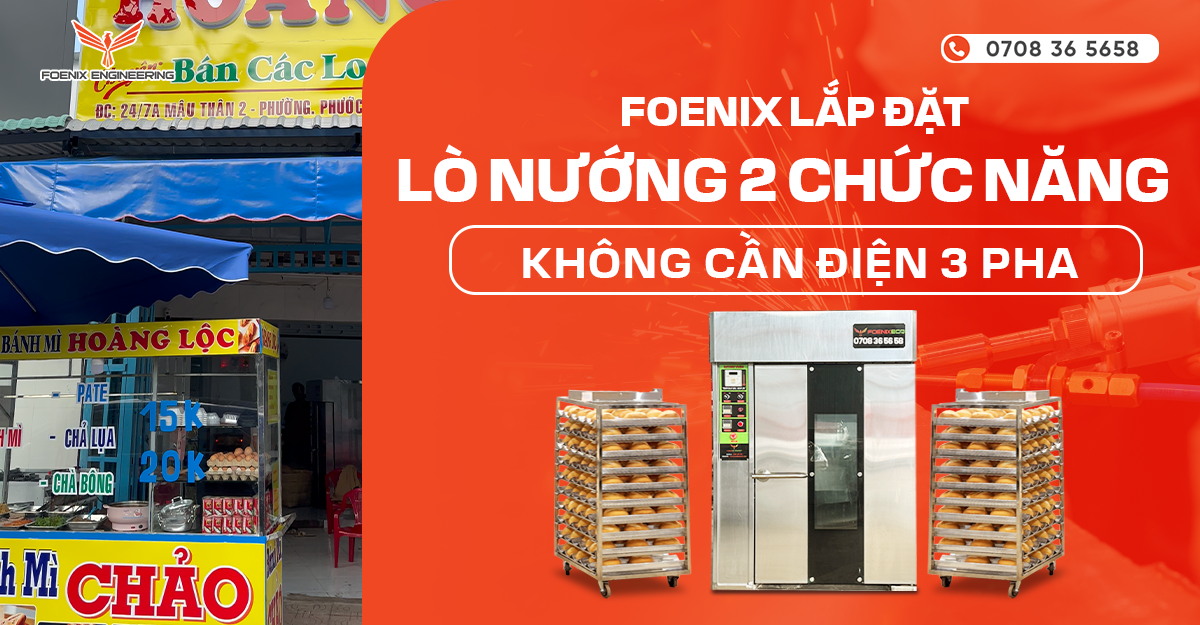 Lò nướng xoay điện dầu Foenix cứu cánh tiệm bánh mì khu vực điện yếu