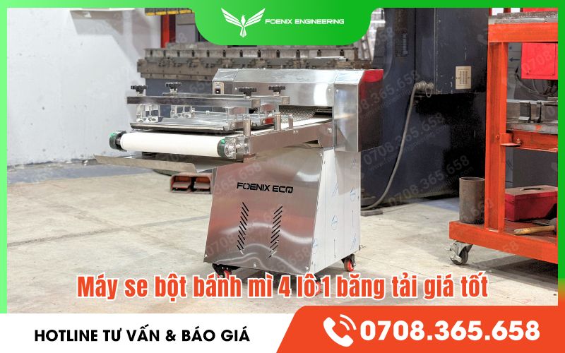 giá máy se bột 4 lô 1 băng tải