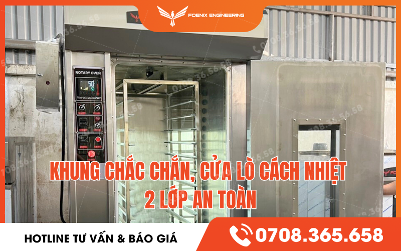 Kết cấu lò nướng 16 khay chắc chắn