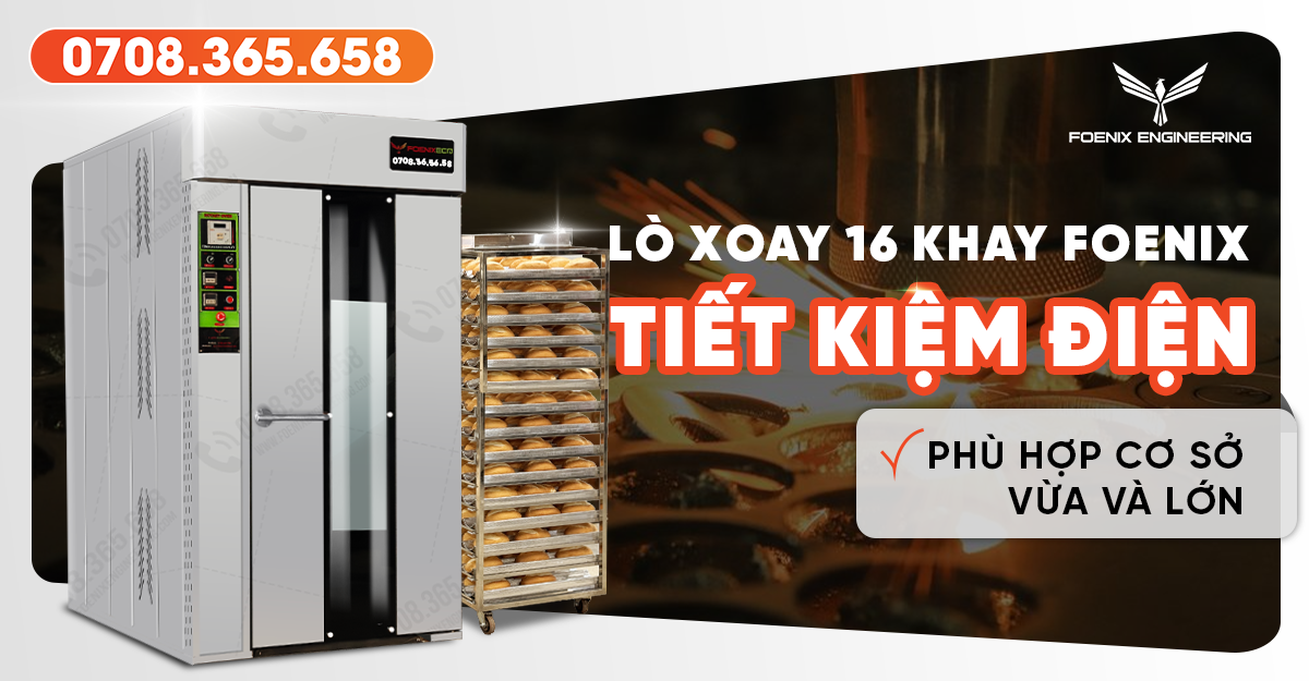 Lò nướng bánh mì xoay 16 khay tiết kiệm điện