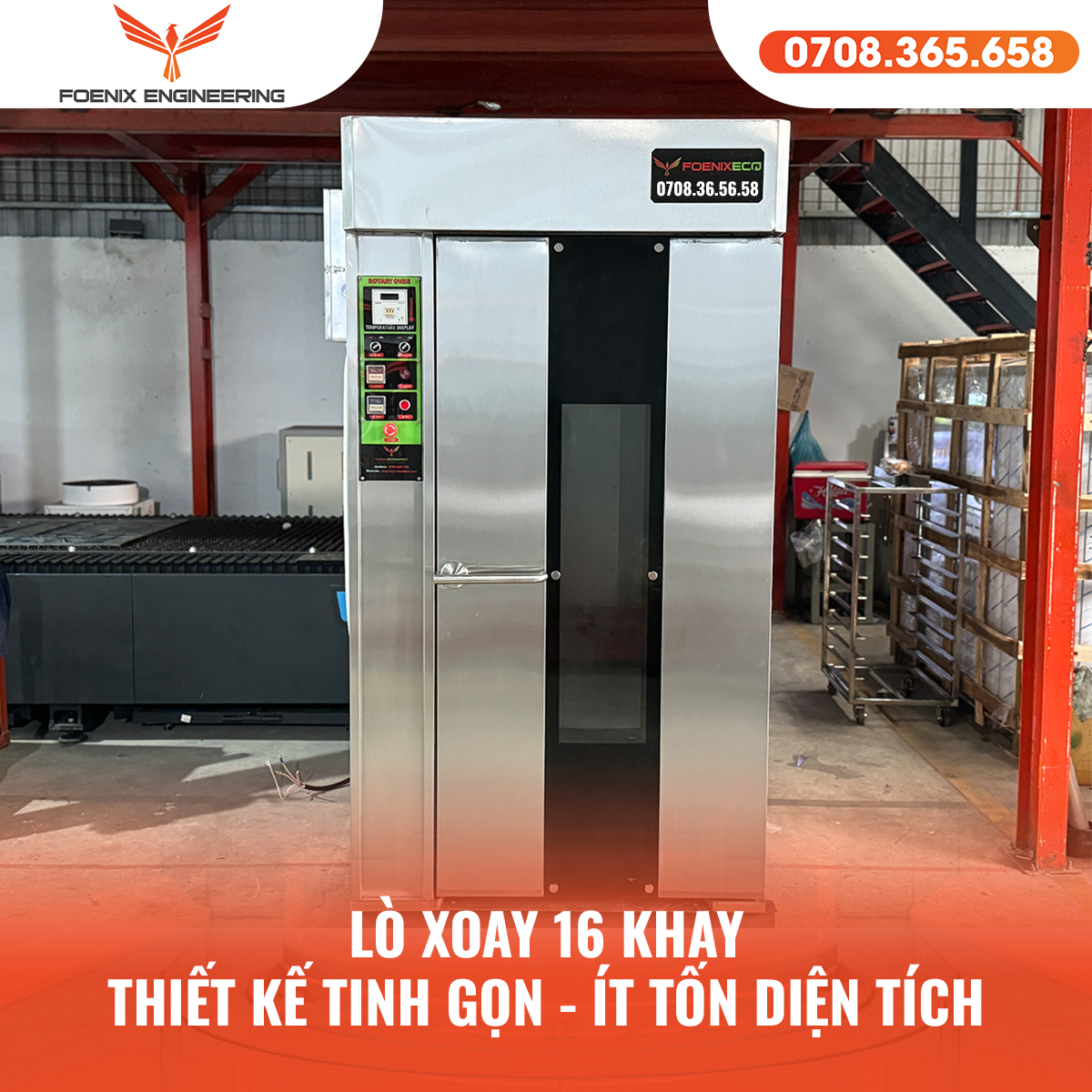 Lò xoay 16 khay Foenix thiết kế nhỏ gọn