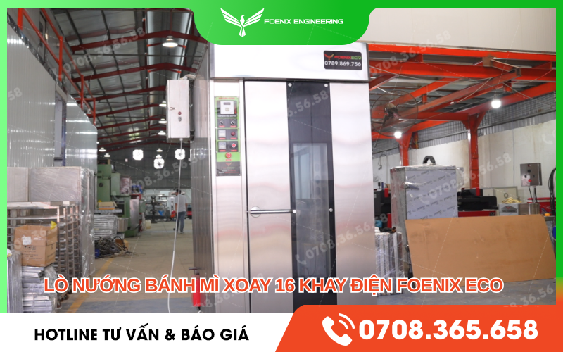 Lò nướng bánh mì xoay 16 khay điện Foenix Eco