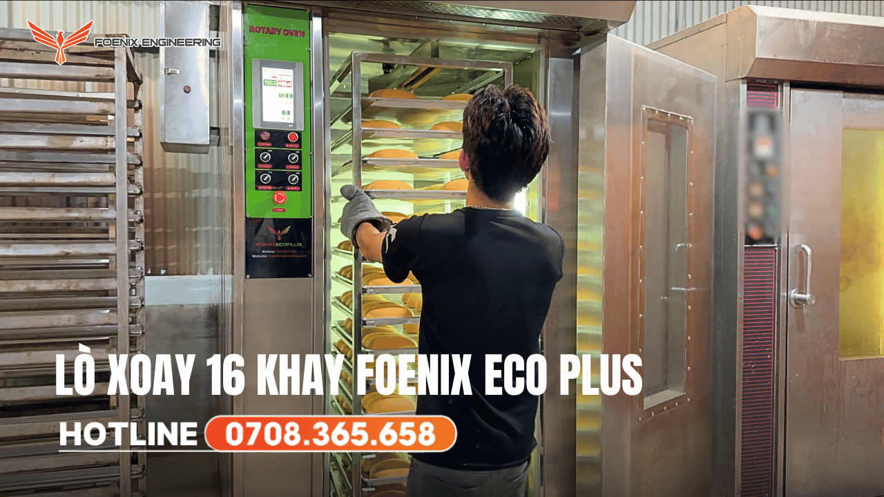 Lò nướng xoay 16 khay có tính năng dừng vị trí xe khay