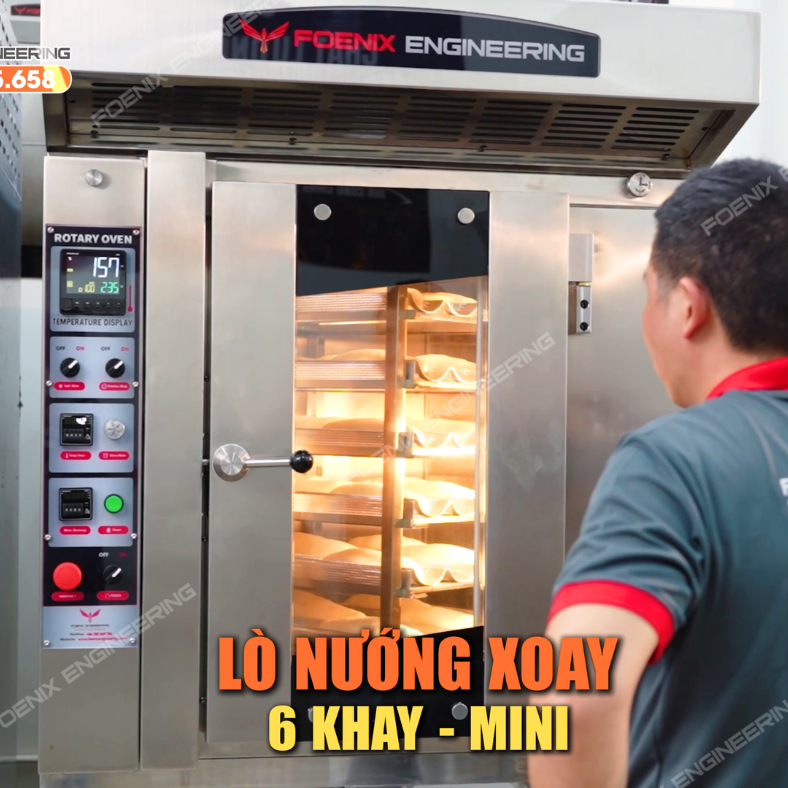 lò nướng xoay 6 khay mini chuẩn ce