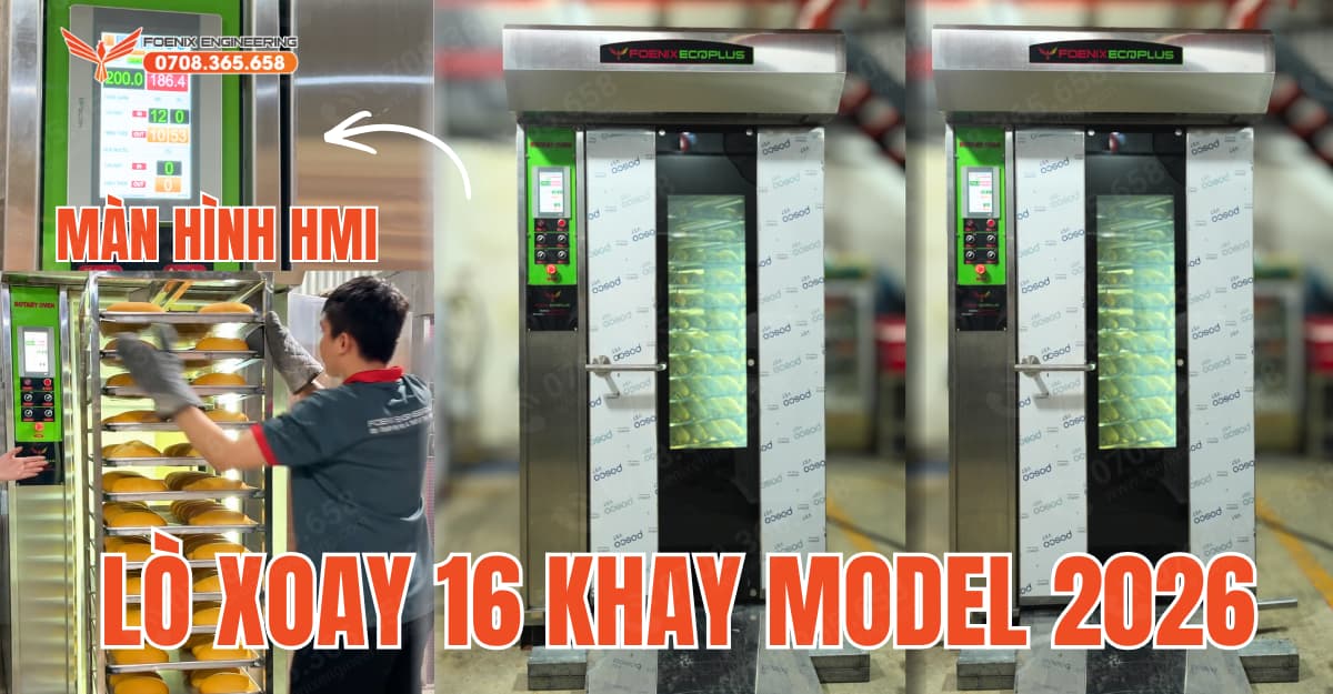 Lò nướng xoay 16 khay model 2026 Foenix