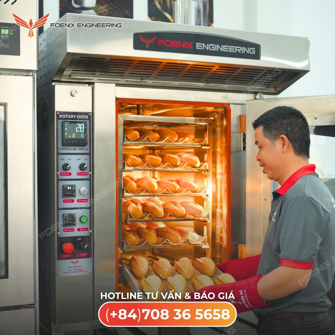 tủ ủ lập trình lò xoay mini 6 khay