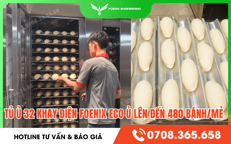 Năng suất tủ ủ bột điện 32 khay