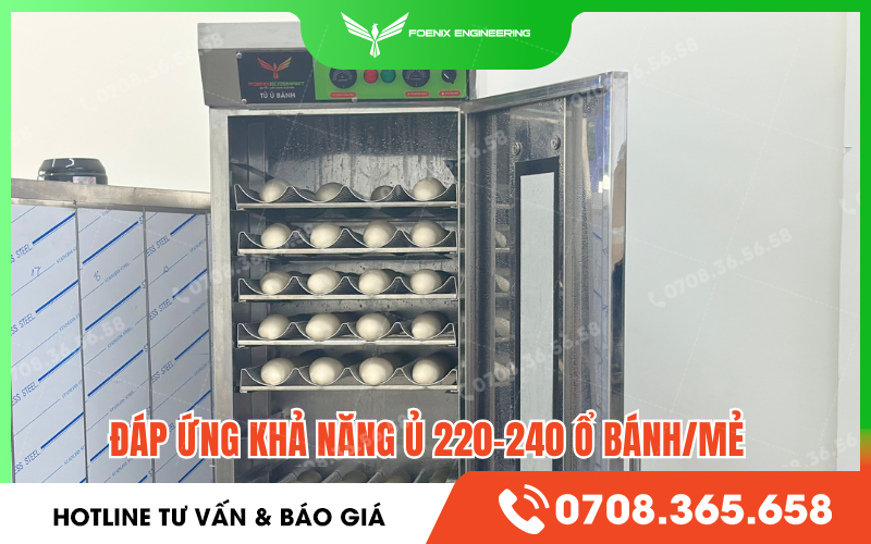 Năng suất ủ bột bằng tủ 16 khay điện 