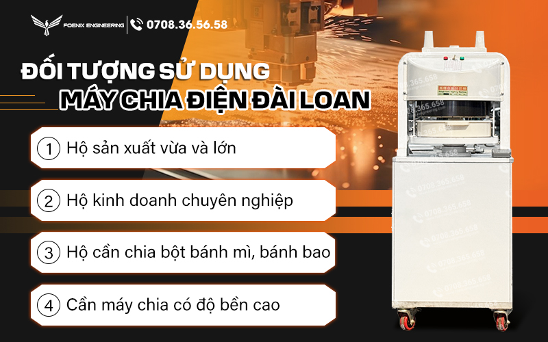 Đối tượng sử dụng máy chia bột điện Đài Loan Foenix