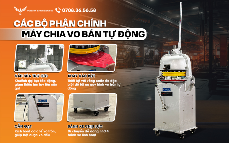 Máy chia bột làm bánh mì được thiết kế tỉ mỉ đến từng chi tiết