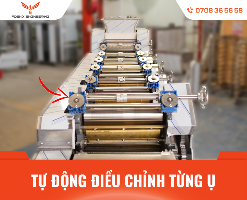 Máy mì tươi công nghiệp điều chỉnh nhanh chậm qua từng ụ