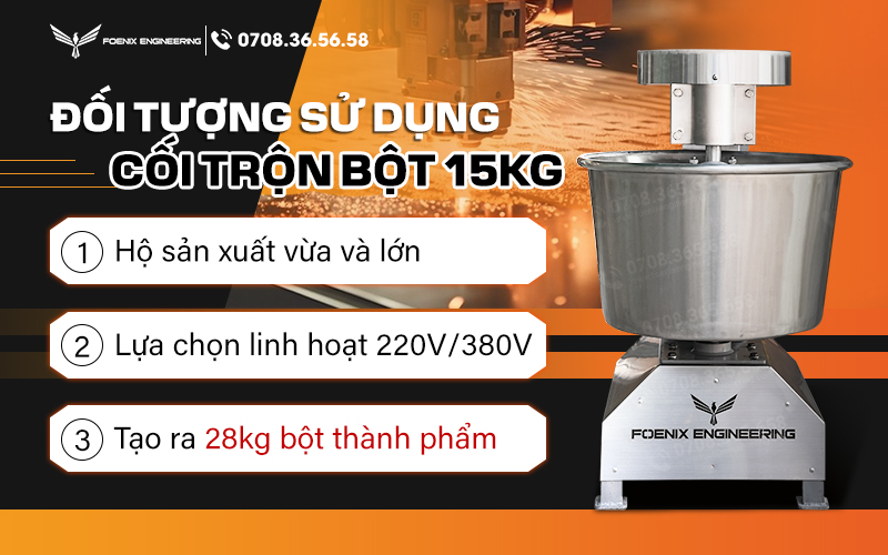 Đối tượng nên sử dụng cối trộn bột 15kg Foenix Engineering