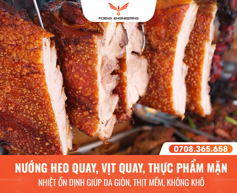 Nướng thực phẩm mặn: heo quay, vịt quay dễ dàng