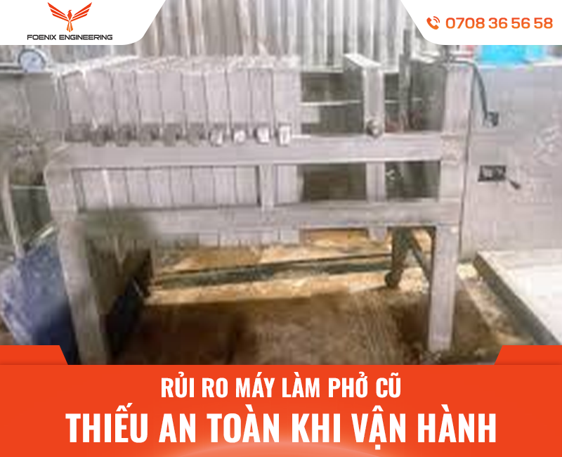 Máy làm bánh phở tươi cũ thiếu an toàn