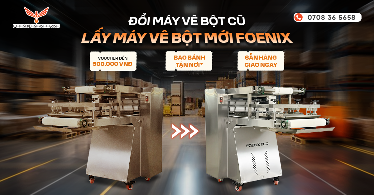 Chủ lò bánh mì đổi máy vê bột cũ lấy máy mới